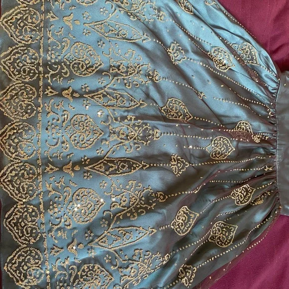 Adrianna Papell Boutique Elegant Teal and Gold Dress - Picture 7 of 14